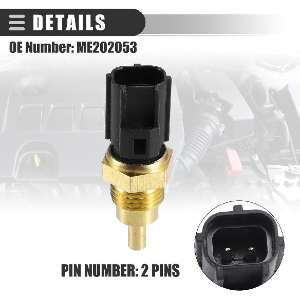 Motoforti Engine Coolant Temperature Sensor, Water Temp Sender, for MITSUBISHI Challenger K94 2.5TD 1998-2007, Metal, No.ME202053, Gold Tone