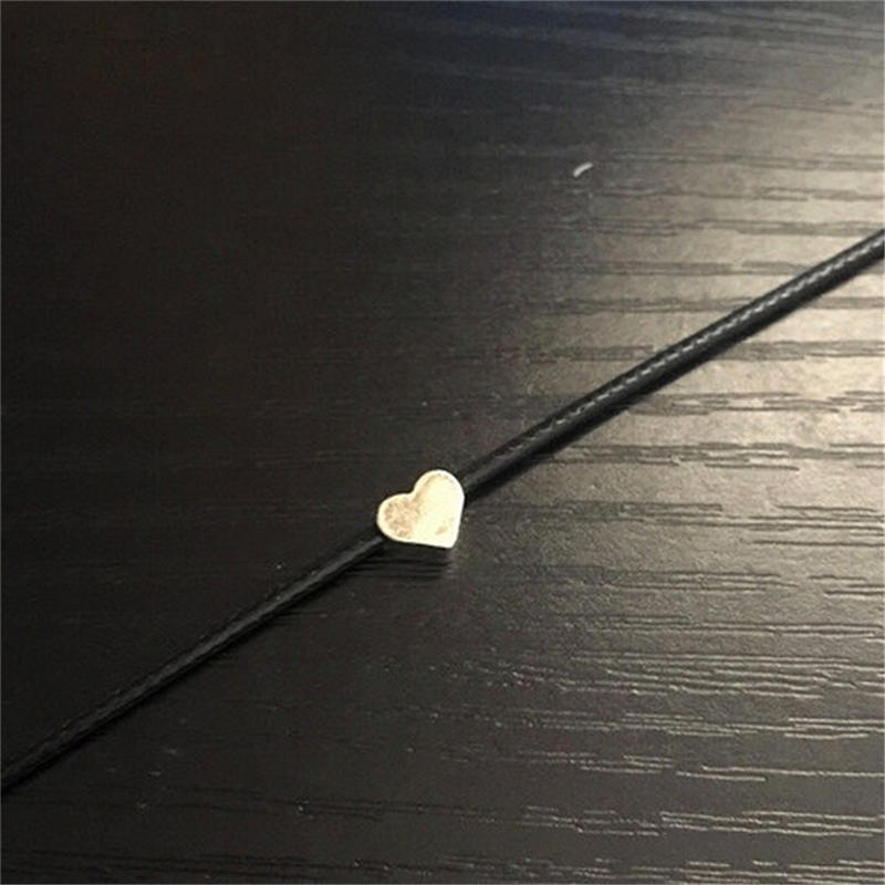 Moteriškos dirbtinės odos kaklaraištis grandinėlės širdies karoliai, vintažiniai papuošalai, juodi