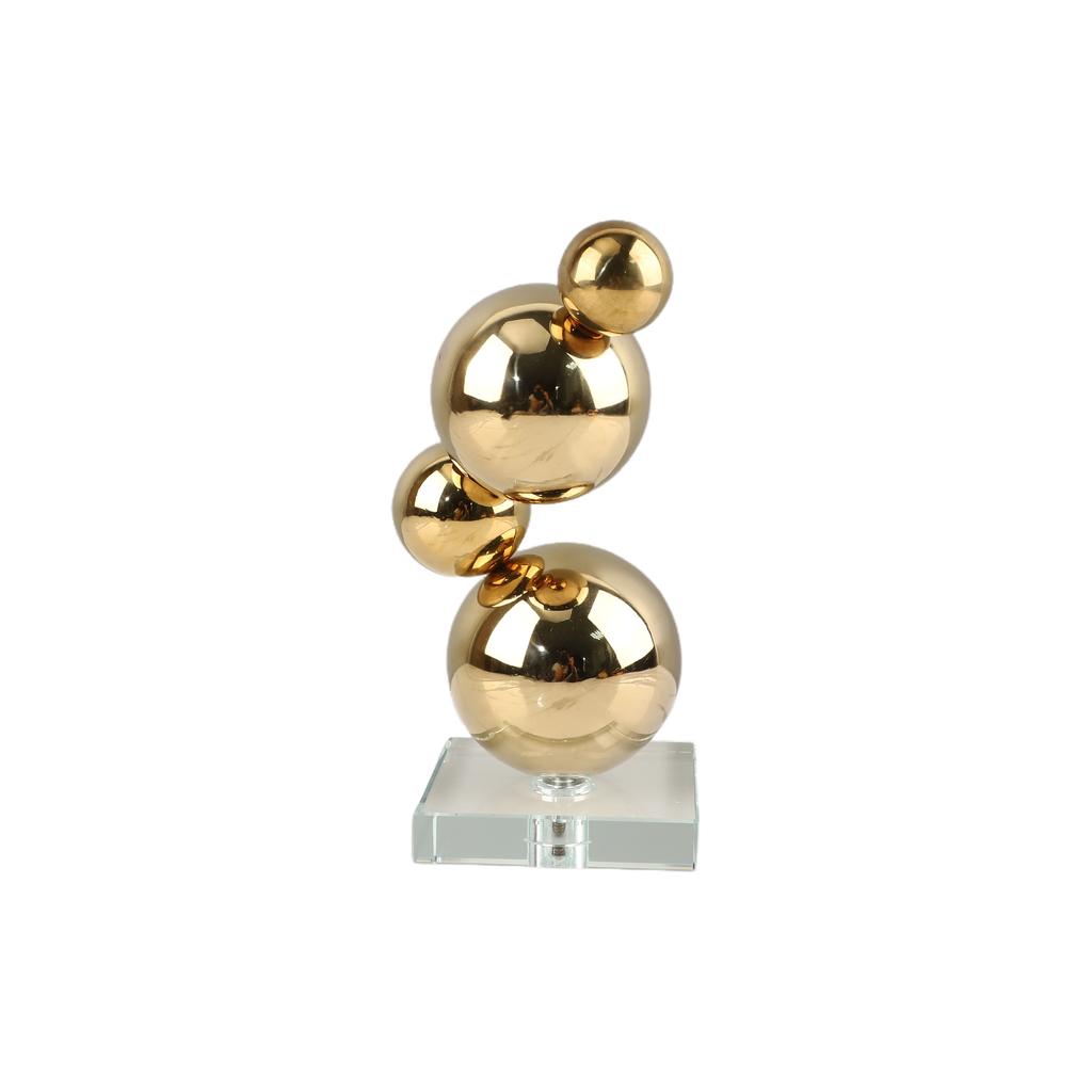 Metalen Decoratie Beeldjes Metalen Bollen Stapel Kunstwerken Gouden Bal Metaal Ambacht Geometrische Sculptuur Woondecoratie Accessoires