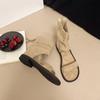 Medium tube with retro flat sandals, new round head suede cool boots, women's fashion shoes