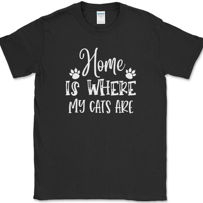 

Home Is Where My Cats Are T-Shirt Funny Kitten Animal Paws Tee L
