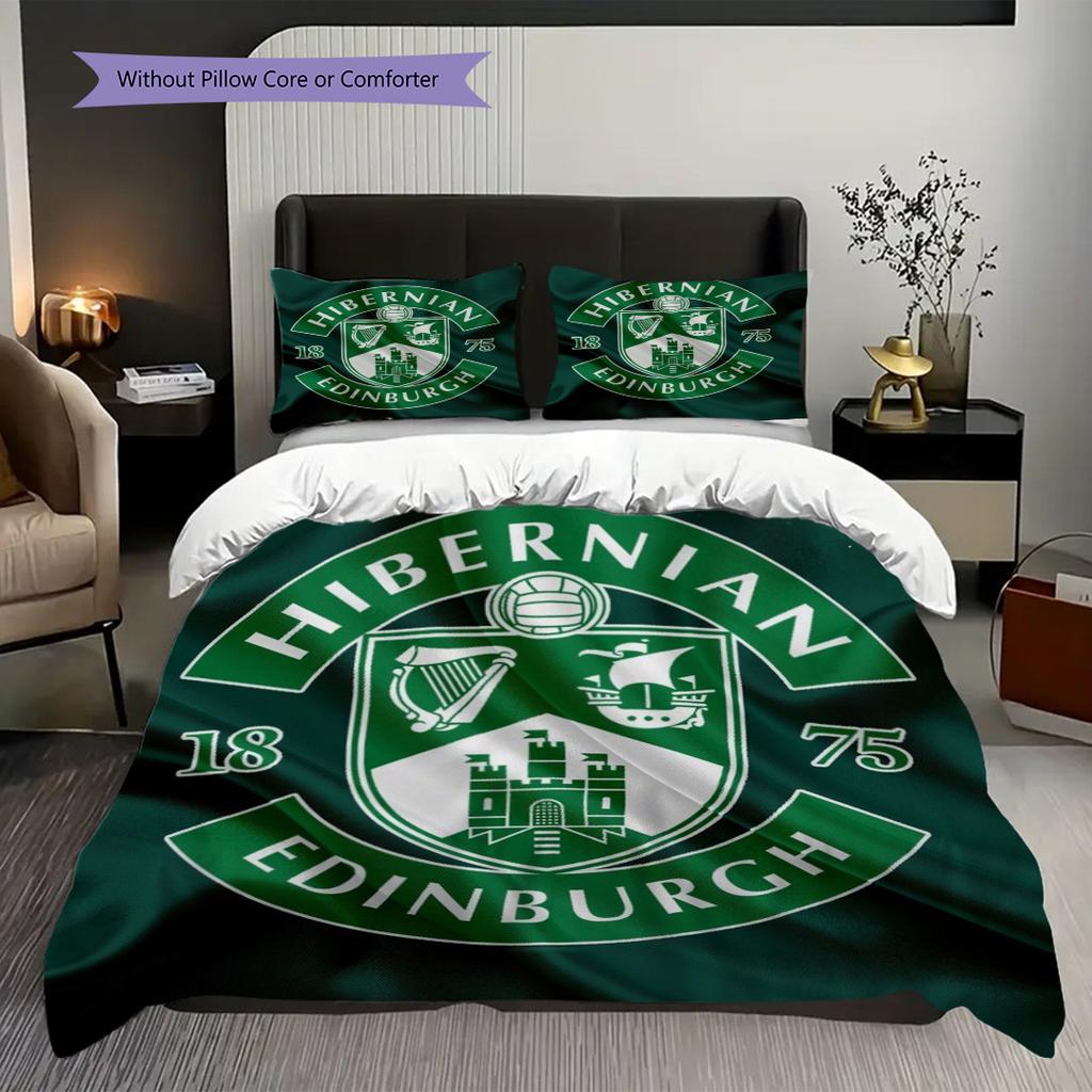 Hibernian Edinburgh Emblema Storico Set da Tre Pezzi (1 * copripiumino + 2 * federa, senza nucleo) Set biancheria da letto 2D Piatto Regalo di Natale Compleanno