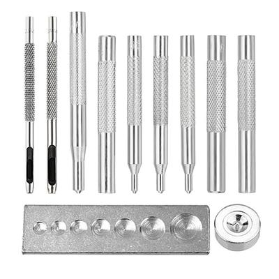 9Pcs All Purpose Snap Fastener Installation Tool, Snap Press Studs Installing Punching Tool Base for Leather Working