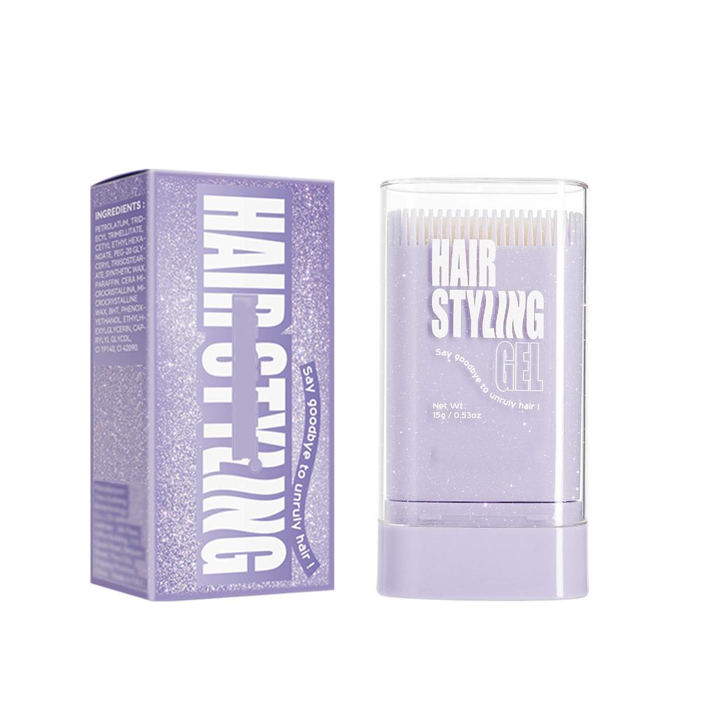 Hair Styling Wax Stick with Built-in Comb for Flyaways and Frizz Control, Hair Balm Gel for Smooth Edges and Manageable Hair