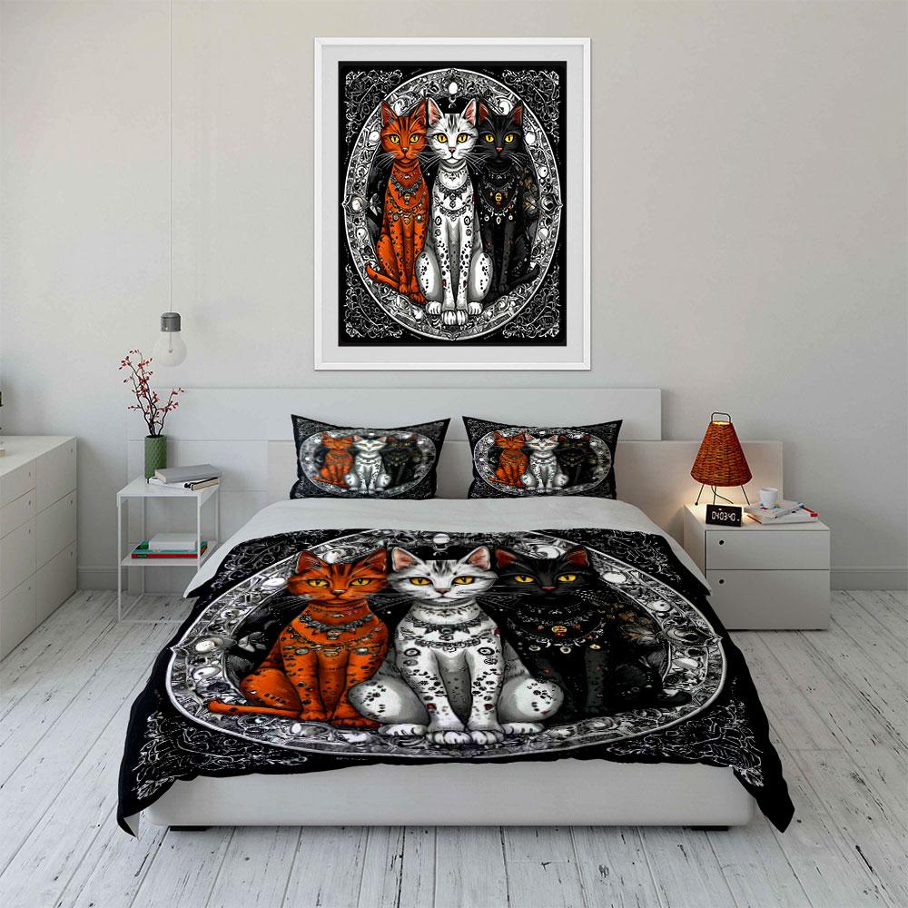 Mystical Cats Gothic Design Bedding Duvet Cover Set (1*Duvet Cover 2*Pillowcases, without duvet insert)