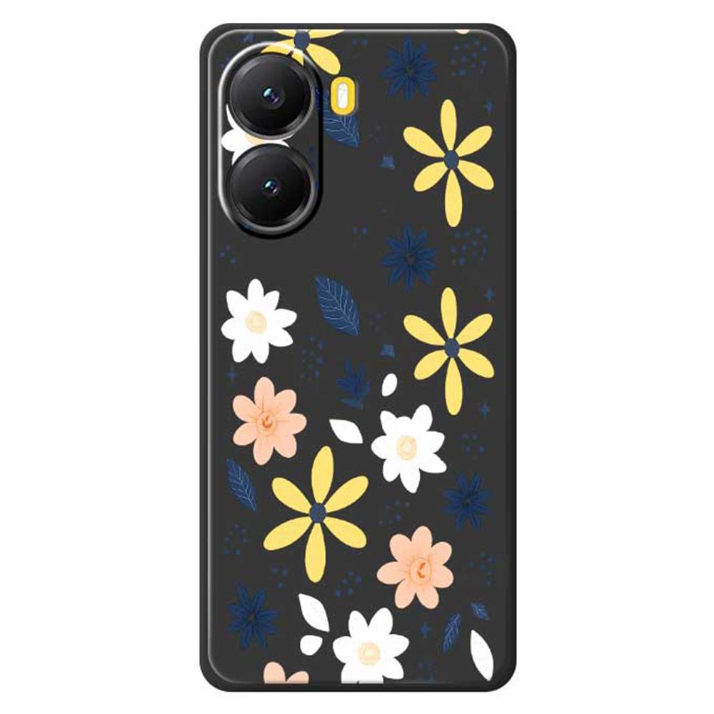 For Xiaomi Redmi Turbo 4 5G/Poco X7 Pro 5G Case Colorful Floral Blue Leaves Pattern Printing Straight Edge TPU Phone Back Cover