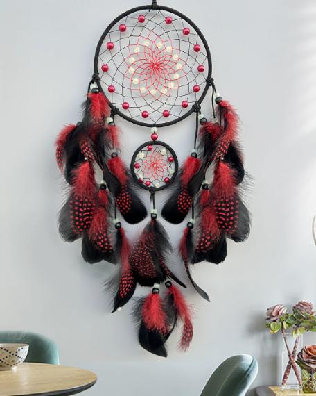 Luminous dreamcatcher feather wind chimes