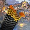 12pcs Flat Nylon Paint Brushes Set Soft Bristle Brush Set for Watercolor Oil Acrylic Painting  for Kids Home Classroom Studio