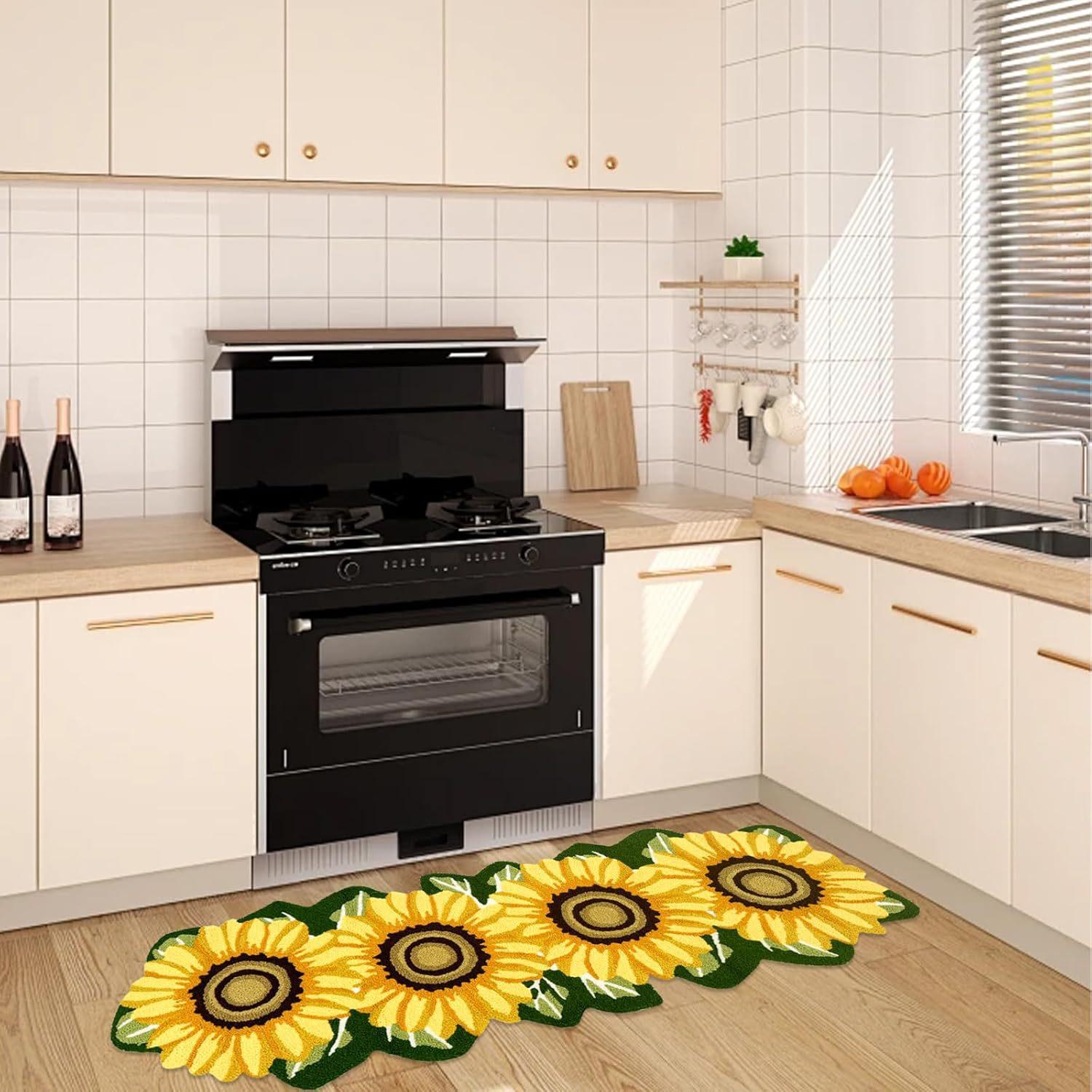 

3D Коврик на пол Подсолнух Коврик для ванной комнаты Коврик для прихожей Гостиная Грязеотталкивающий и Противоскользящий 80 * 120cm