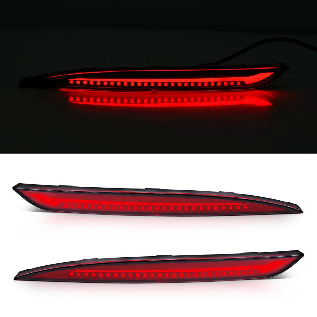 For Tesla Model 3 Model Y 2018 2019 2020 2021 2022 Led Rear Bumper Reflector 3 Functions Brake Light Dynamic Fog Light Red Smoke
