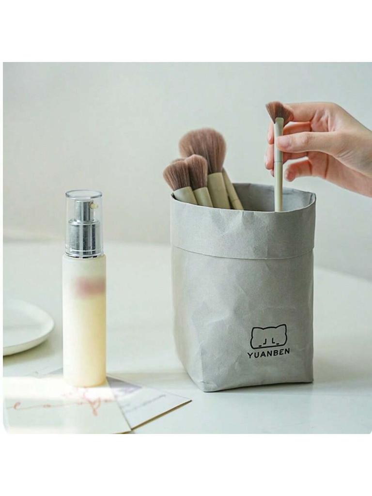 Waterproof Hanging Car Trash Can Kraft Paper Desktop Storage Basket Cutlery Organizer Bag