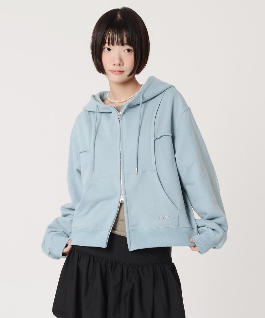 Peace Maker Low Cut Heavy Sweat Zip-Up Hoodie (Sky Blue)