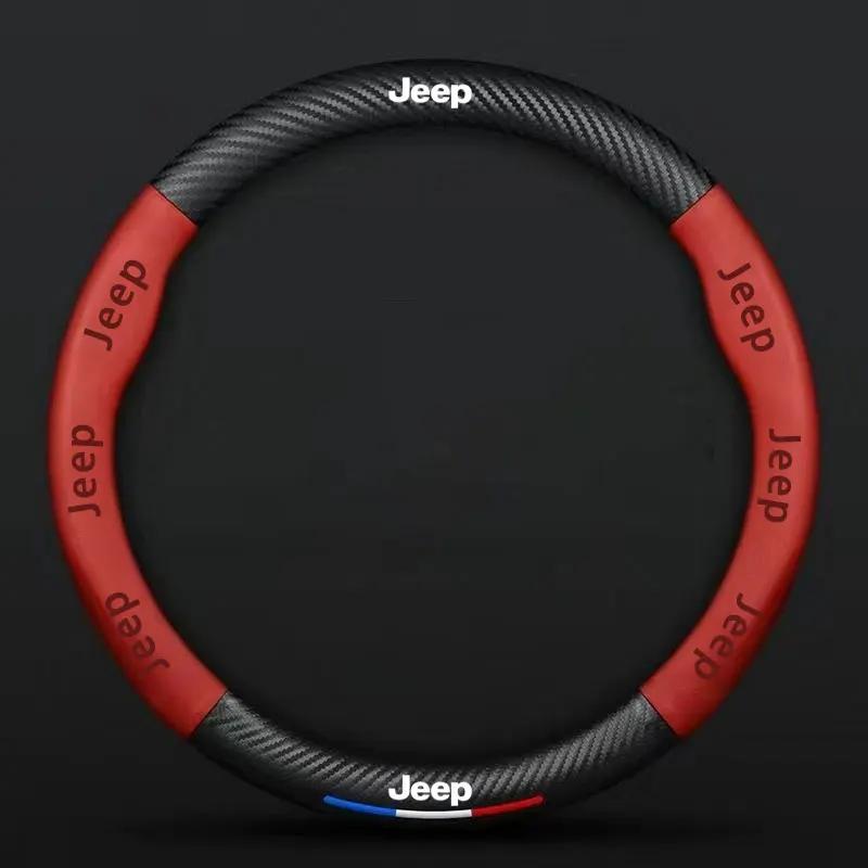 For Jeep Car Steering Wheel Cover Breathable Anti Slip Auto Decoration For Jeep Grand Cherokee Wk2 Wrangler Lanyard Gladiator