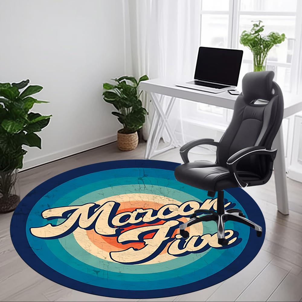 1PC Maroon Five Band Logo Office Round Rug Perfect for Office Non-Slip Backing, Decorative Floor Mat yy250916035