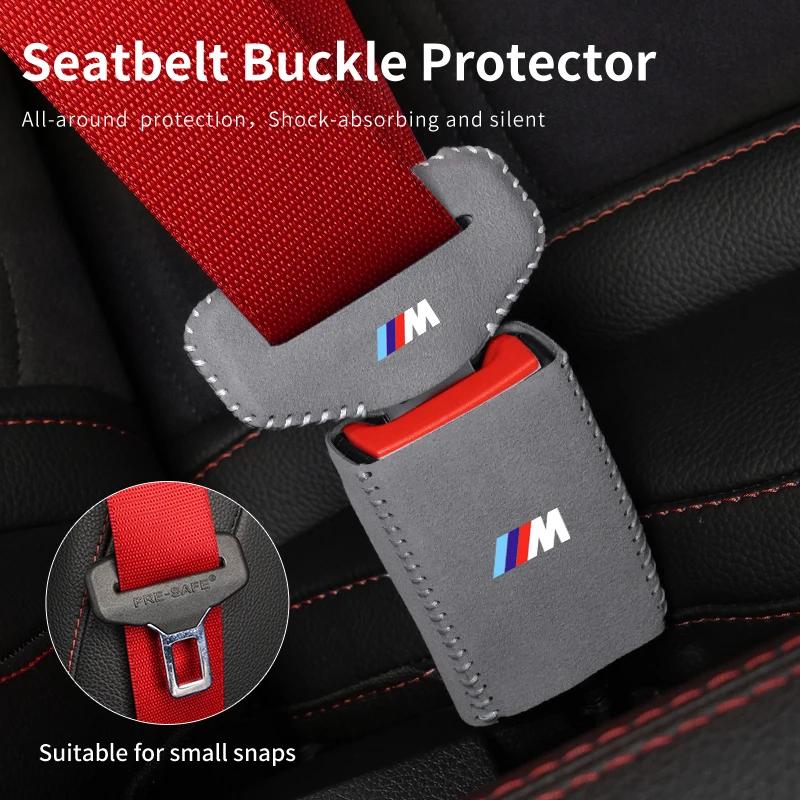 BAAK1 New 2025 2PC Car Seat Belt Buckle Protective Cover Safety Belt Plug Clip Case For BMW M X1 X3 X5 X6 X7 E30 E90 M3 E84 E83 E91 E7