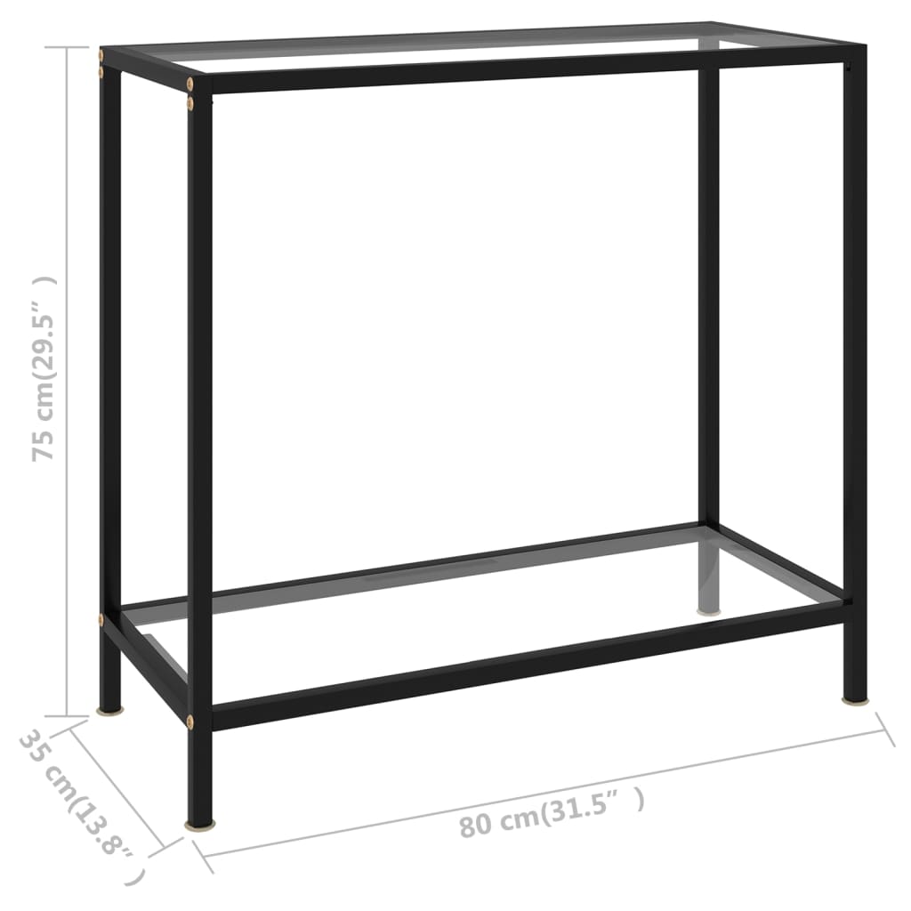 Console Table Transparent 80 X 35 X 75 Cm Tempered Glass