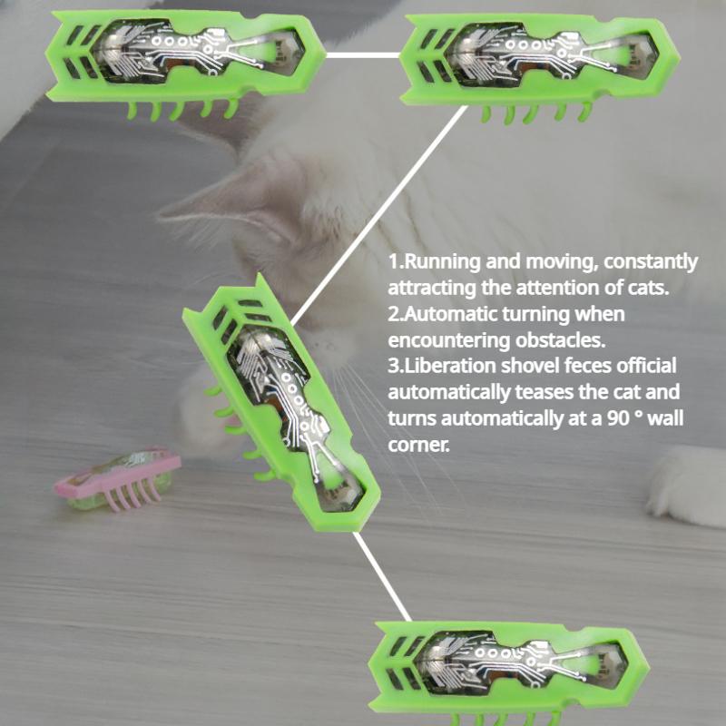 Cat Toys Luminescence Electric Worms Pet Interactions Insects Beetle Micro Worms Automatic Flipping Obstacle Avoidance Plaything