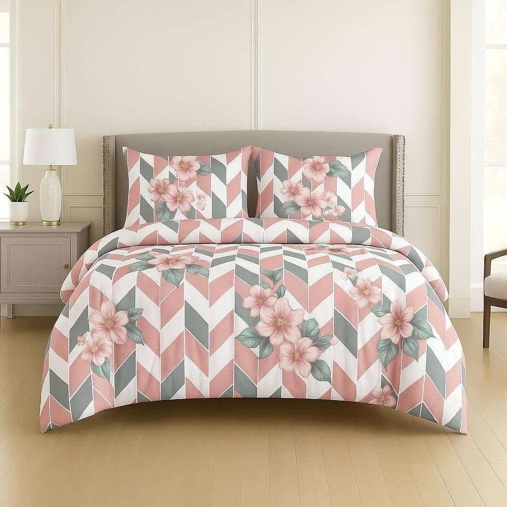 350TC Glace Cotton Wedding Comforter Set Double Bed King Size with 1 Bedsheet Flat and 2 Pillow Covers AC Duvet II 4 Pc
