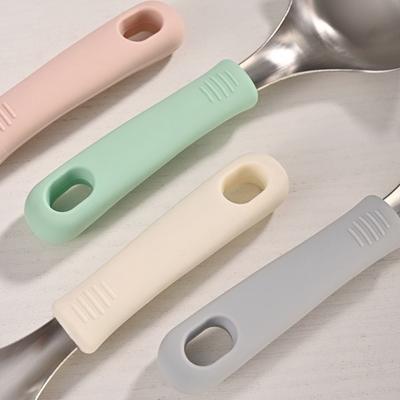 Haushalt mit Löffelablage Koreanisches Suppenlöffel-Set Hitzebeständig Verbrühungssicher Suppenkelle Silikongriff Hot Pot Löffel Zuhause