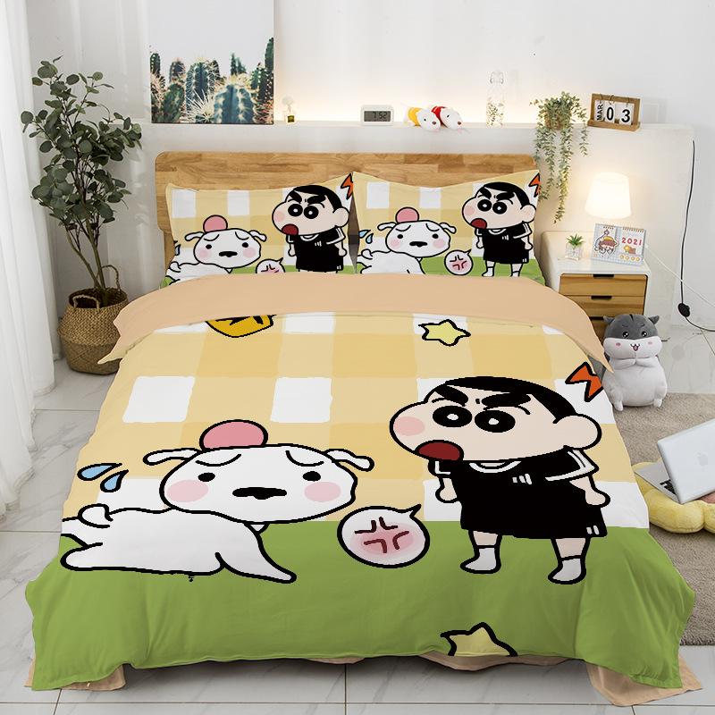 New Style C-Crayon Shin-Chan Bedding Sets Shin-Chan Duvet Cover Bed Set Quilt Cover Pillowcase Kids Adult Single/Double/Queen