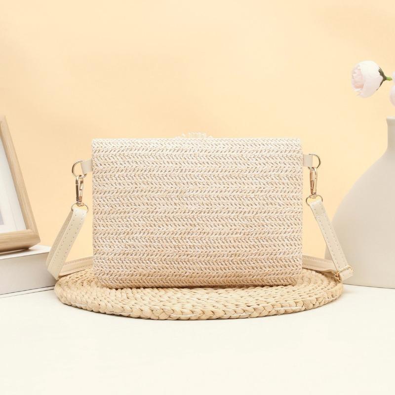 Summer Straw Woven Bag Women's New Small Fresh Woven Daisy Small Square Bag Single Fashion Shoulder Messenger Bag Tide