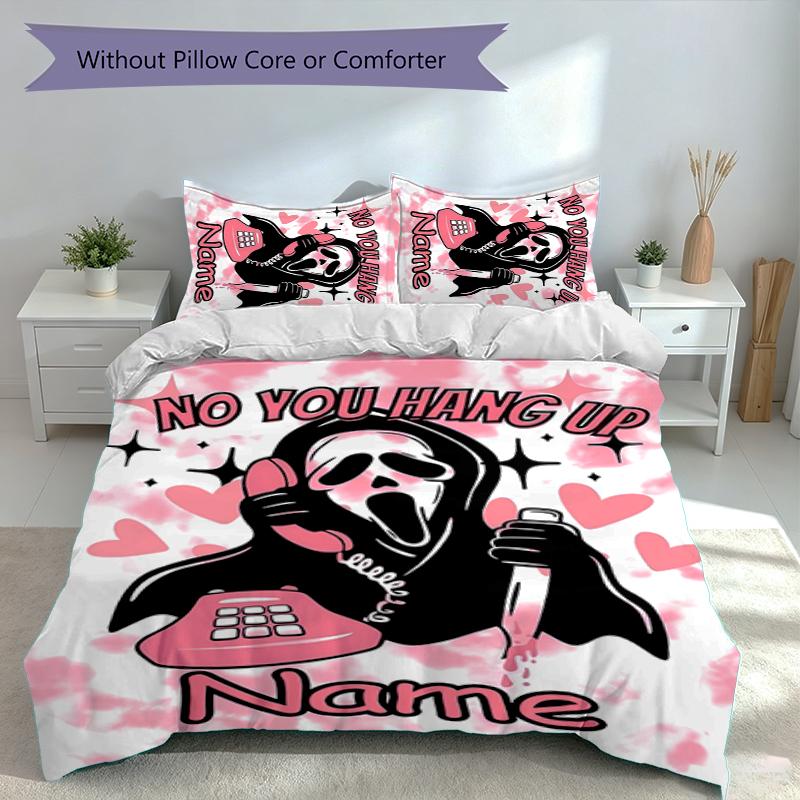 3pcs Custom Name Ghostface Set,Includes 1 Duvet Cover and 2 Pillowcases,All-season Bedroom Decor