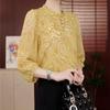 Chiffon Seven-Sleeve Summer 2026 Top for Middle-Aged & Elderly Women - Breathable, Fashionable Mother's Wear