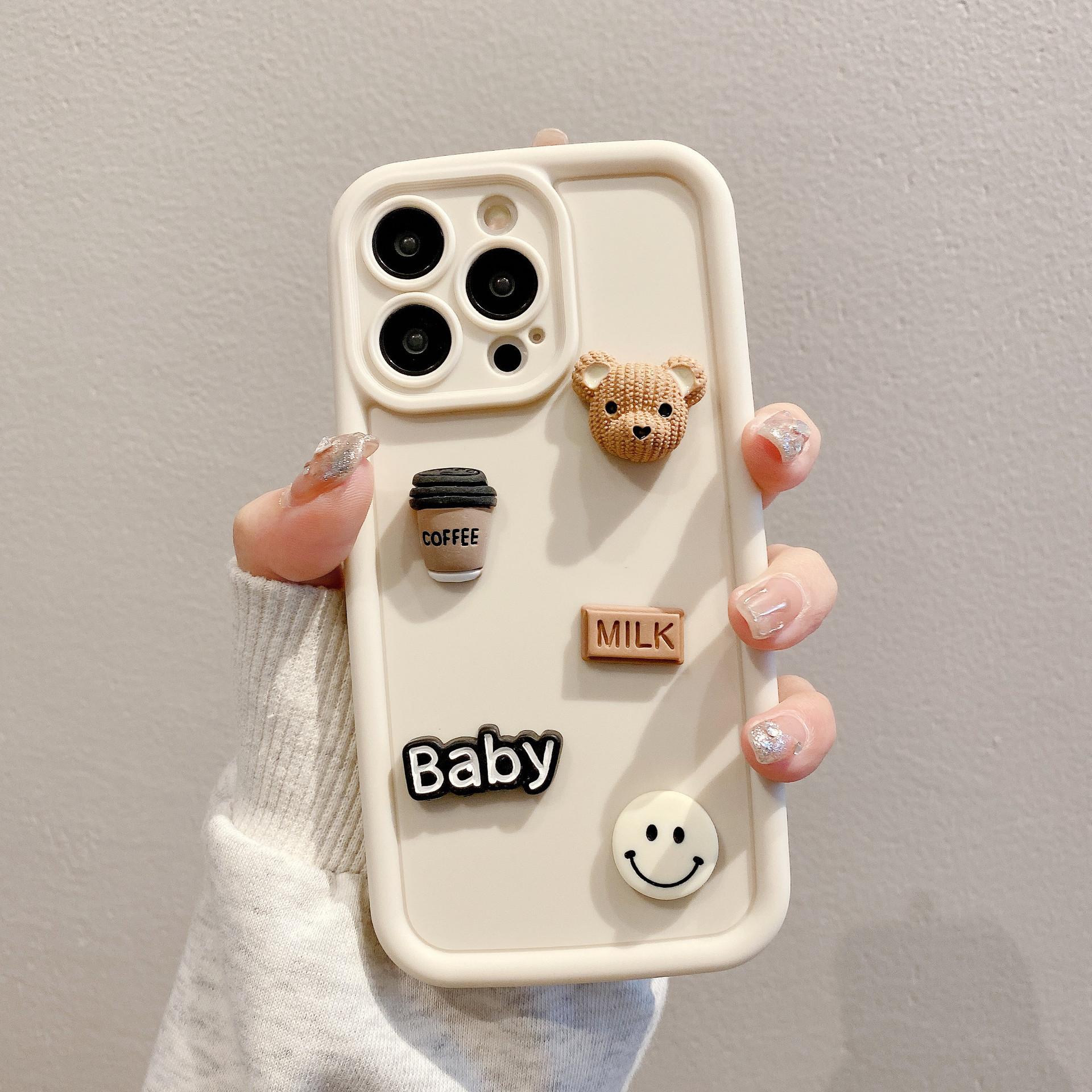

Gao Zhu Is Suitable for Apple 16PRO Coffee Bear Jewelry Mobile Phone Case for Iphone11/12 All-inclusive Anti-fall Protective Case Apple 7G/8G