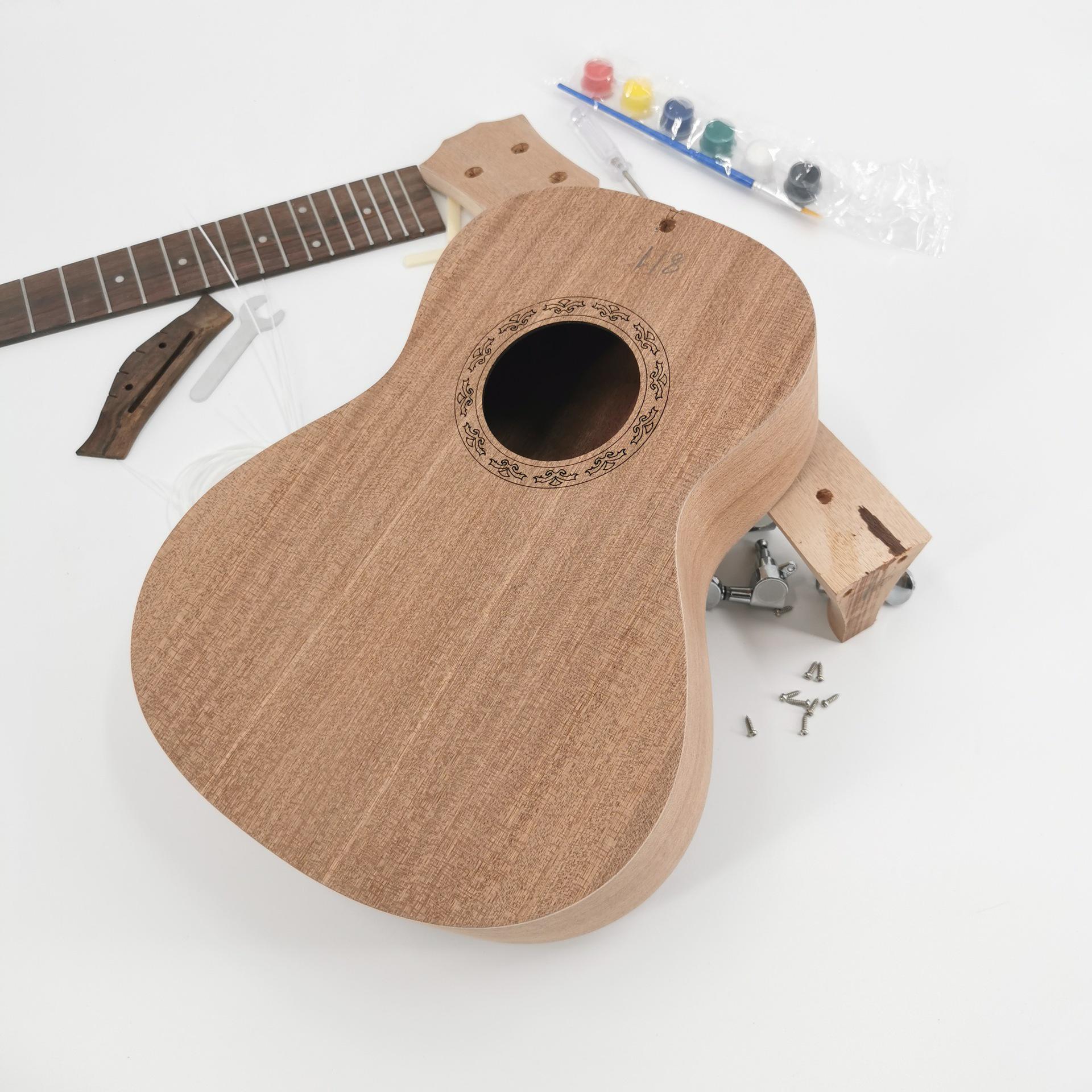 

23-Inch DIY Ukulele Kit: Handmade, Paintable, Semi-Finished, Solid Wood Instrument Assembly