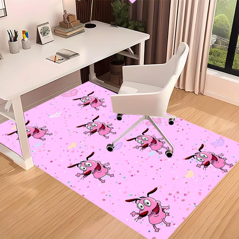1pc Courage the Cowardly Dog Print Area Rug - Soft, Washable Non-Slip Indoor Mat for Office Chairs, Living Room, Home Office Decorative Rug
