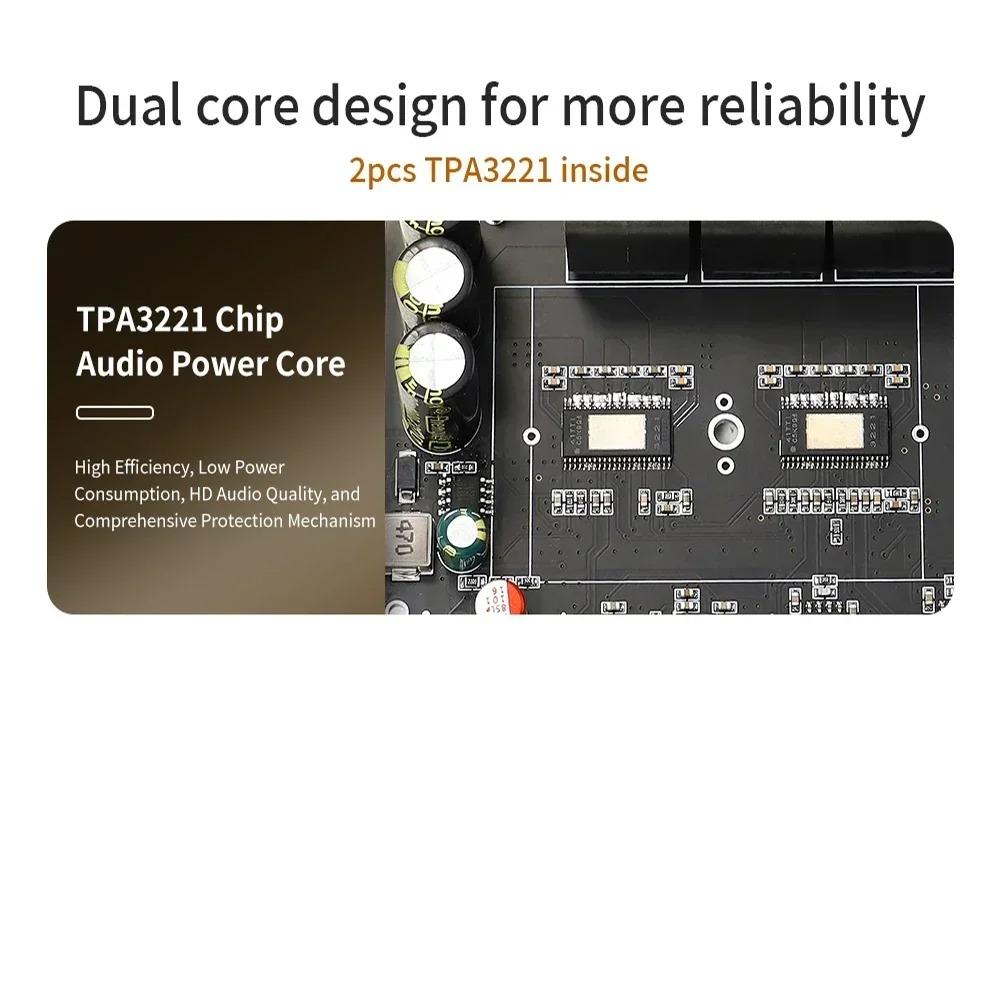 TPA3221 Bluetooth Power Amplifier Board 2*100W+200W 2.1 Ch Class D USB Sound Card Subwoofer Theater Audio Stereo Equalizer Amp