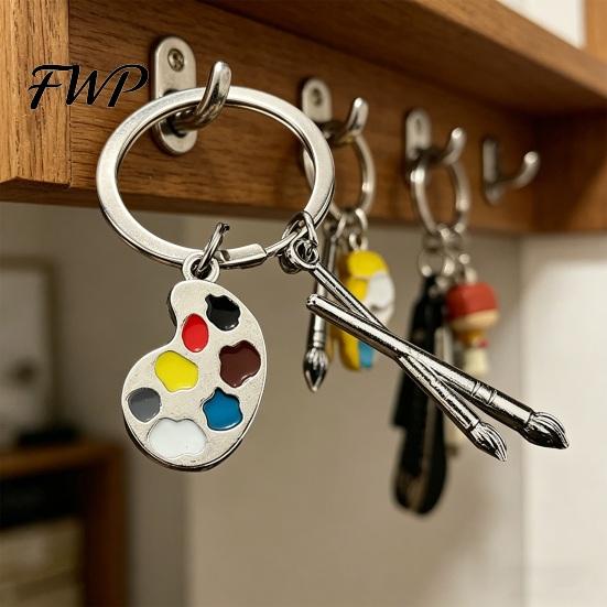 Keychain For Painters 2PCS Palette with Metal Chain Buckle Keyring Easy Carry Durable Alloy Art Lover Gift Artistic Shape Key Holder for Lovers