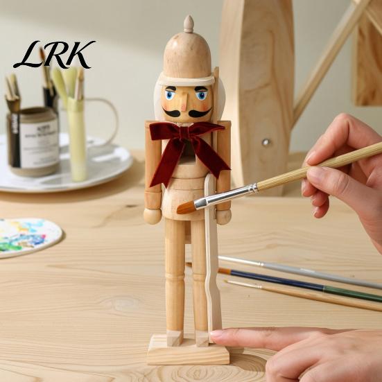 Decorative Wooden Soldier Statues Christmas Nutcracker Ornaments, Neutral Figures with Velvet Bow, DIY Festive Indoor Shop Display Ornaments Ornament