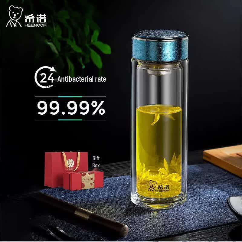 Heenoor Antibacterial Insulated Glass Tea Bottle