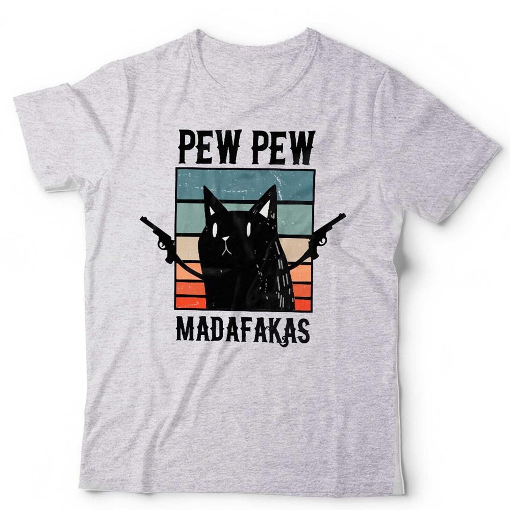Pew Pew Madafakas Tshirt Unisex Kids NEW Funny Cat Lover Retro Vintage