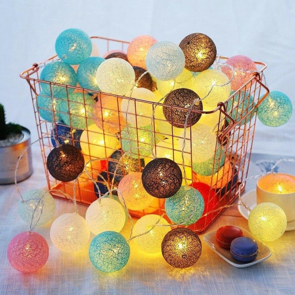 

Праздничный освещение красочный хлопок мяч Led String Рождественская свадебная вечеринка Фея Огни 3м 20LED