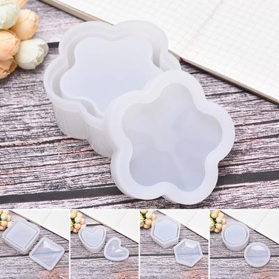 Moule en silicone en forme de cœur pour boîte de rangement hexagonale, boîte à bijoux de table à faire soi-même