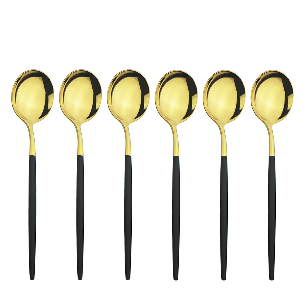 6pcs/set Stainless Steel Spoon Dinnerware Silverware Set Cutlery Set Flatware Outdoor Office Party Home Kitchen Tableware