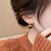 Maillard Ombre Round Hong Kong Style Women's Earrings: 2023 Autumn/Winter Light Luxury High-End Studs