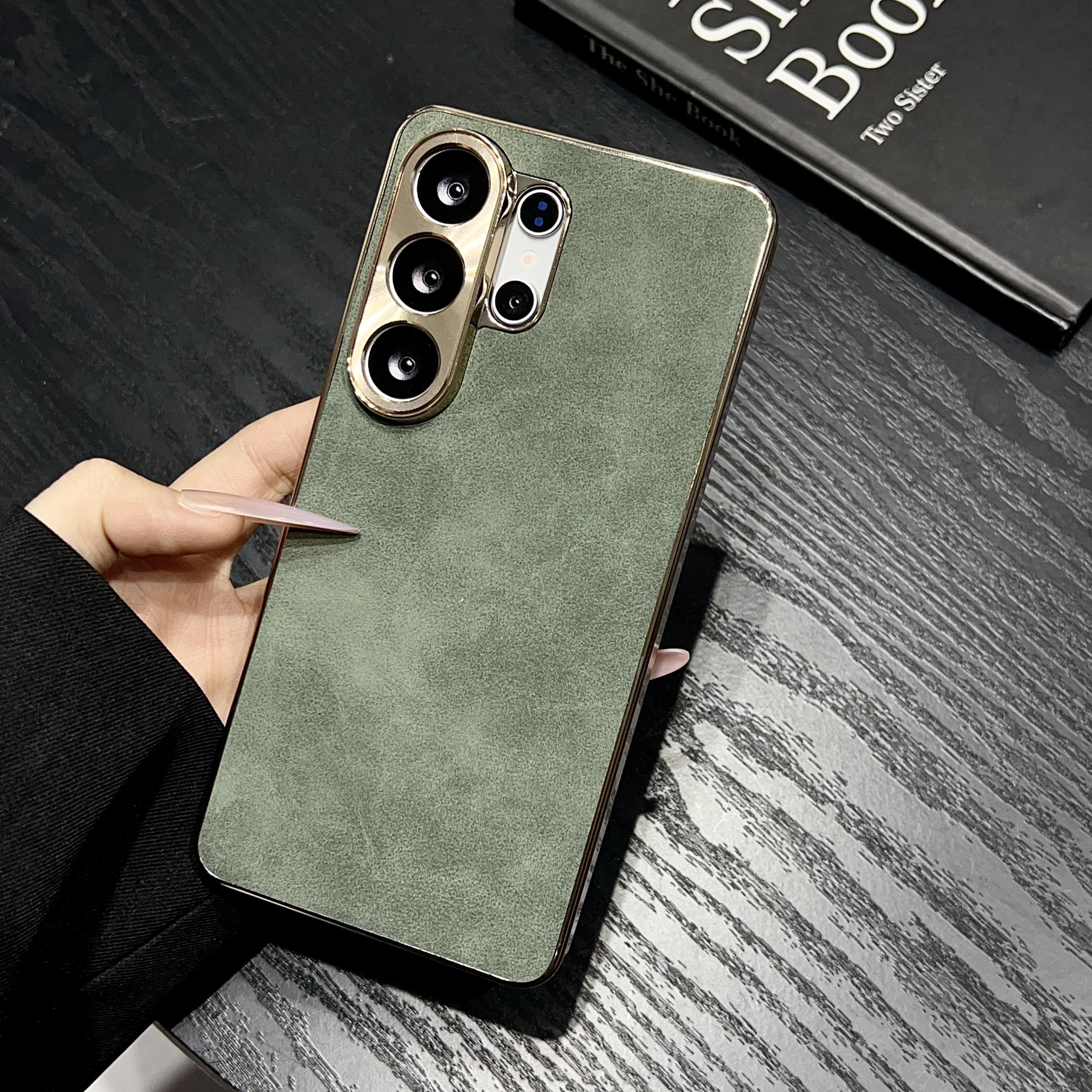 

Plating Sheepskin Phone Case For Samsung Galaxy S26 S25 S24 S23 S22 Ultra Plus Fur Lambskin Leather Metal Lens Shockproof Cover Galaxy S22 5G