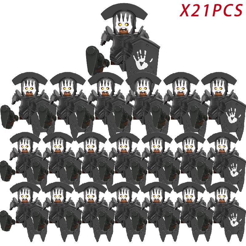 New 8pcs/lot MOC Uruk-hai Orc Army Group Orcus Figures Model Building Blocks LOTR Bricks Medieval Toys for Children gifts