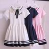 Japanese-Style Doll Collar Short Sleeve Princess Dress for Girls, Ages 12-15