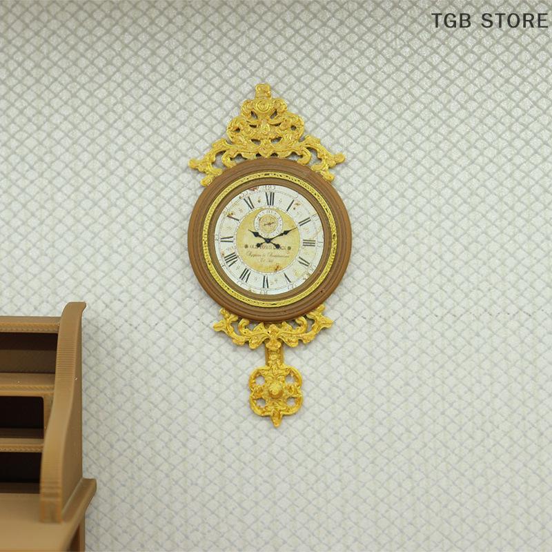 1Pcs Pretend Retro European Wall Clock Furniture 1:12 Miniature Home Decor Accessories