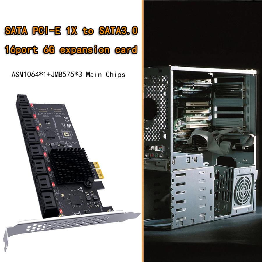 For Chia Mining 16 Ports SATA 3.0 6Gb To PCI Express Controller Card