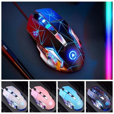 Fluent Colorful Light Wired Mouse 7-Color with Sound USB Mouse Illuminated Mechanical Mechanical Mouse Office Home