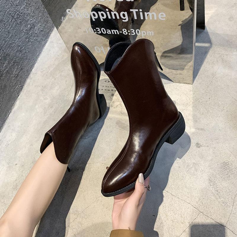 Pointed Martin Boots Women's New V-mouth Western Cowboy Spring and Autumn Single Boots Summer Thin Short Boots Women's Small