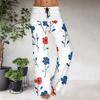 Women's Drawstring Elastic Waistband Wide Leg Color Matching Floral Printed Casual Pants