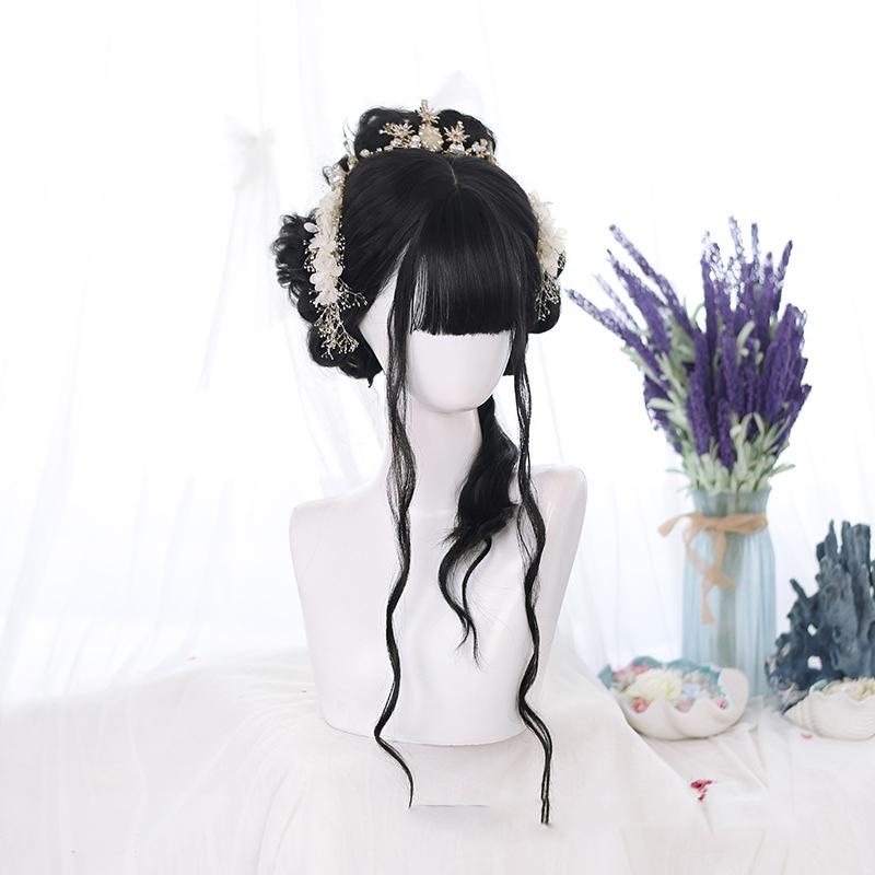 Bybrana Female Long Hair Big Wave Bangs Wig Synthetic Hair Daily Wear And High Temperature Resistance