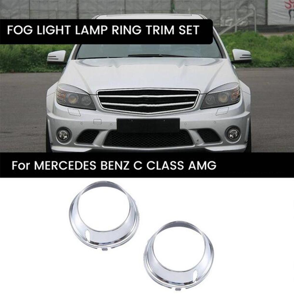 

2× Fog Light Lamp Ring Trim Set For Mercedes Benz W204 C Class C63 AMG 2008-2011