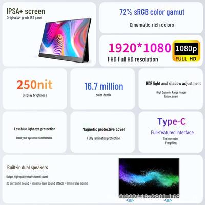 16-Zoll 4K Tragbarer Monitor, 144Hz Mobiler und Laptop Zweitbildschirm